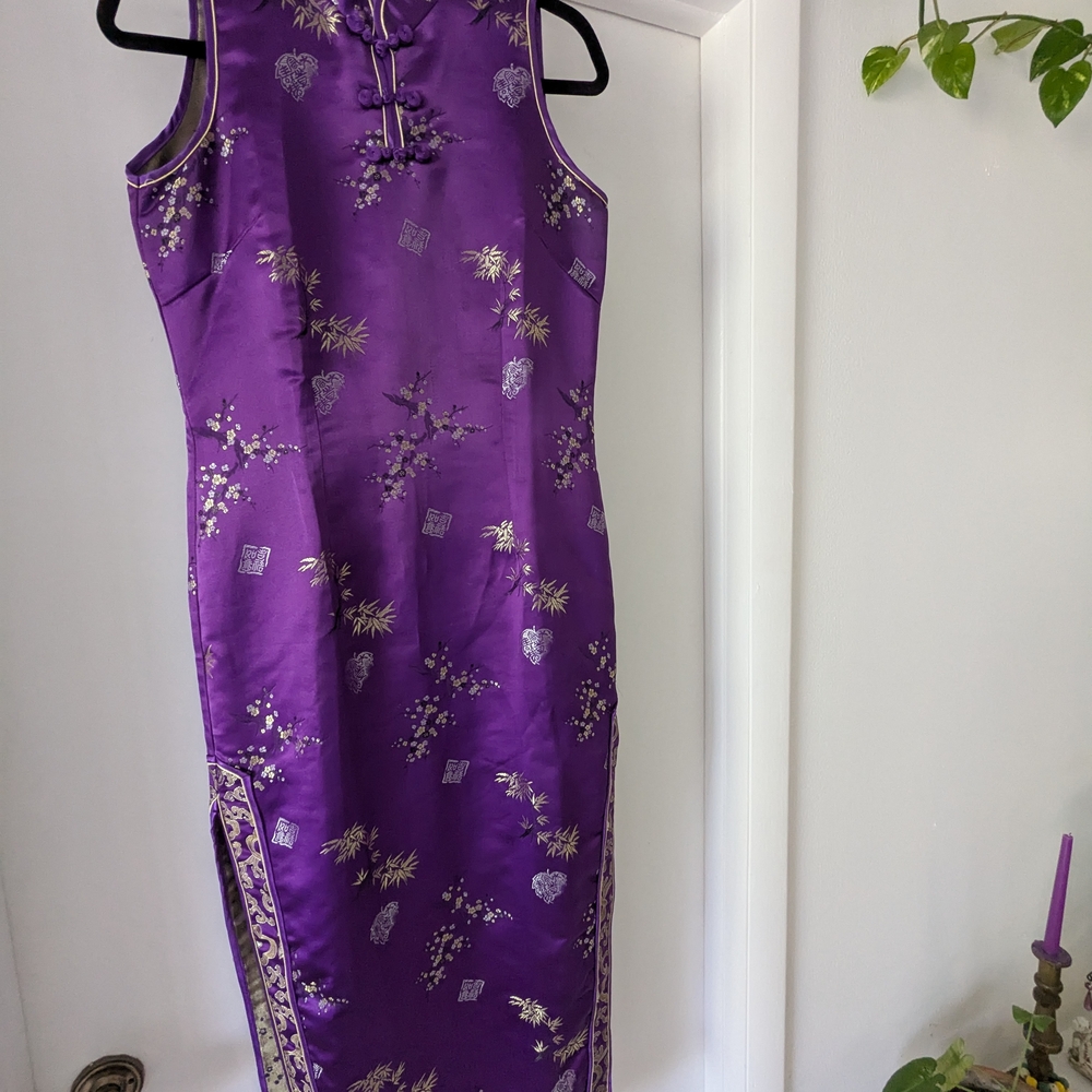Elegant Purple Cheongsam Dress